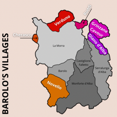 Die 11 Gemeinden des Barolo Anbaugebietes